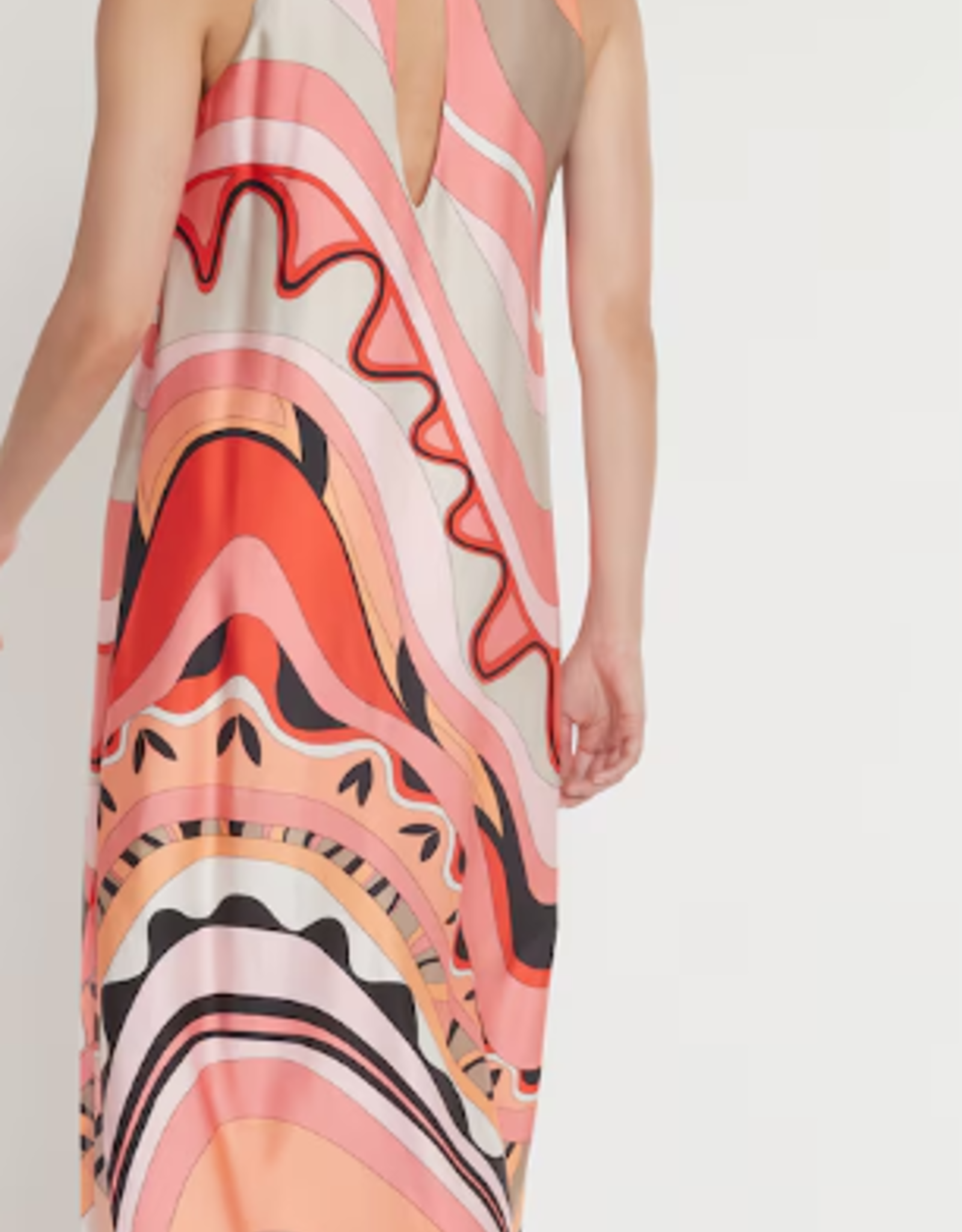 Ana Alcazar Lange Mouwloze jurk Paola met Peach en Beige