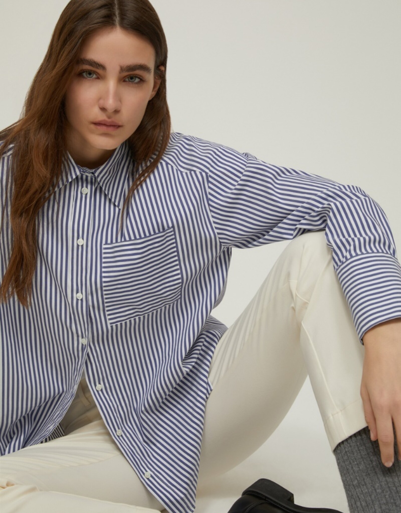 PENNYBLACK Blouse Martina Navy Witte Streep