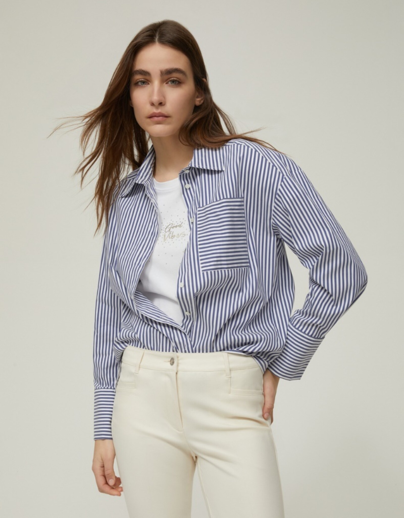 PENNYBLACK Blouse Martina Navy Witte Streep