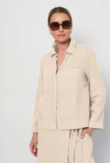 LaSalle Linnen Blouse Lange Mouw Sand