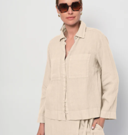 LaSalle Linnen Blouse Lange Mouw Sand