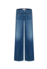 Cambio Aimee Patched Mid Sunny  Wide Leg Jeans