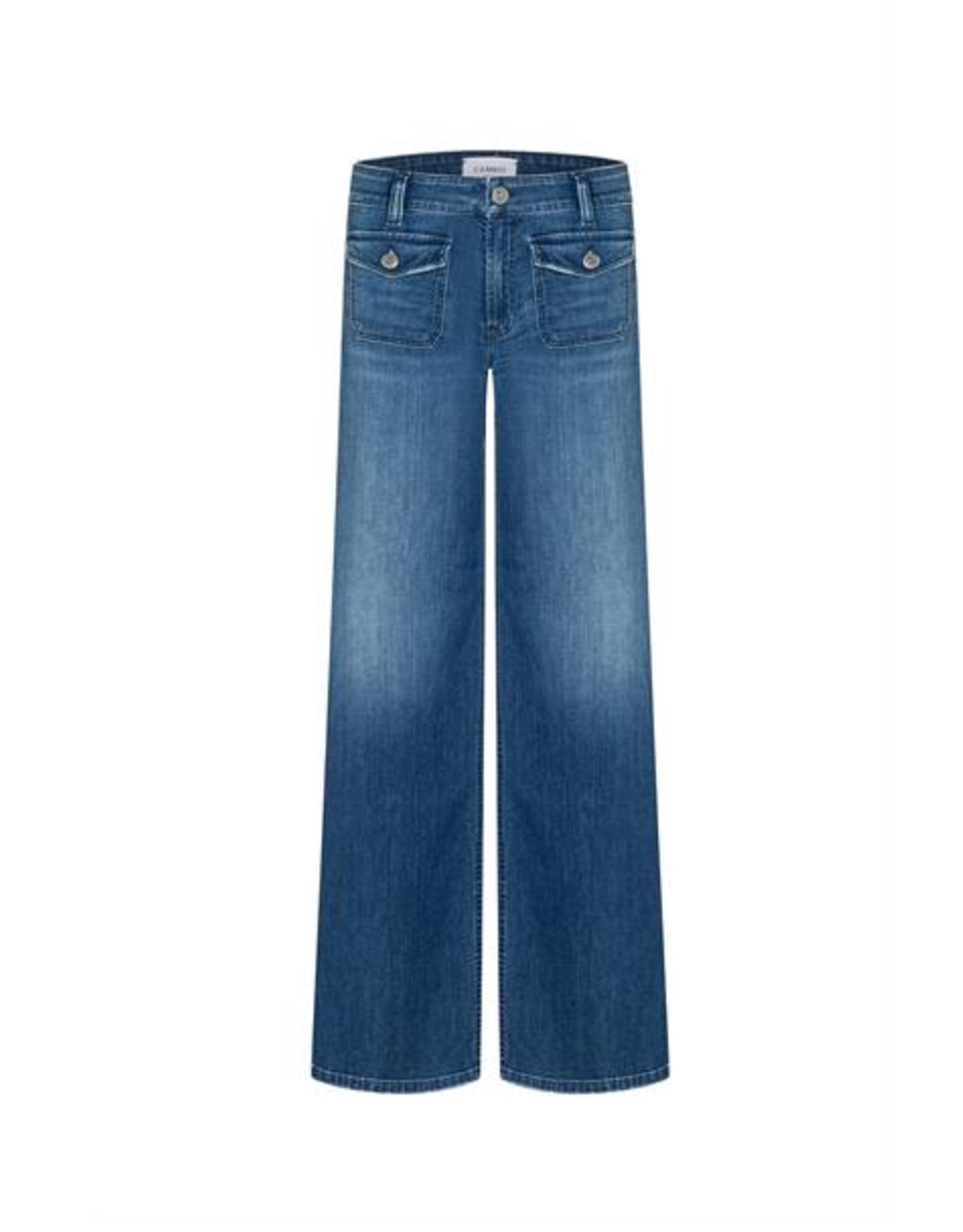 Cambio Aimee Patched Mid Sunny  Wide Leg Jeans