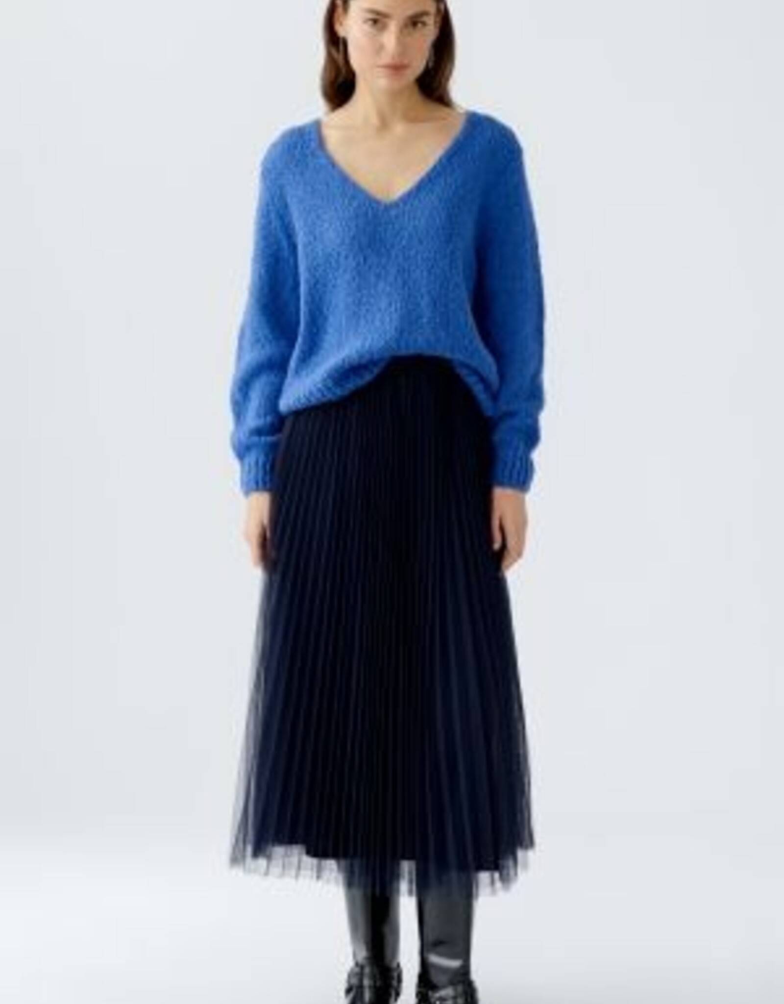 Oui Pleated Skirt  DK. Blue
