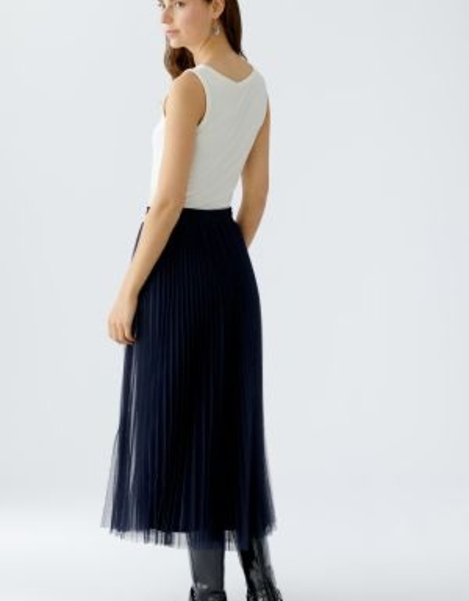 Oui Pleated Skirt  DK. Blue