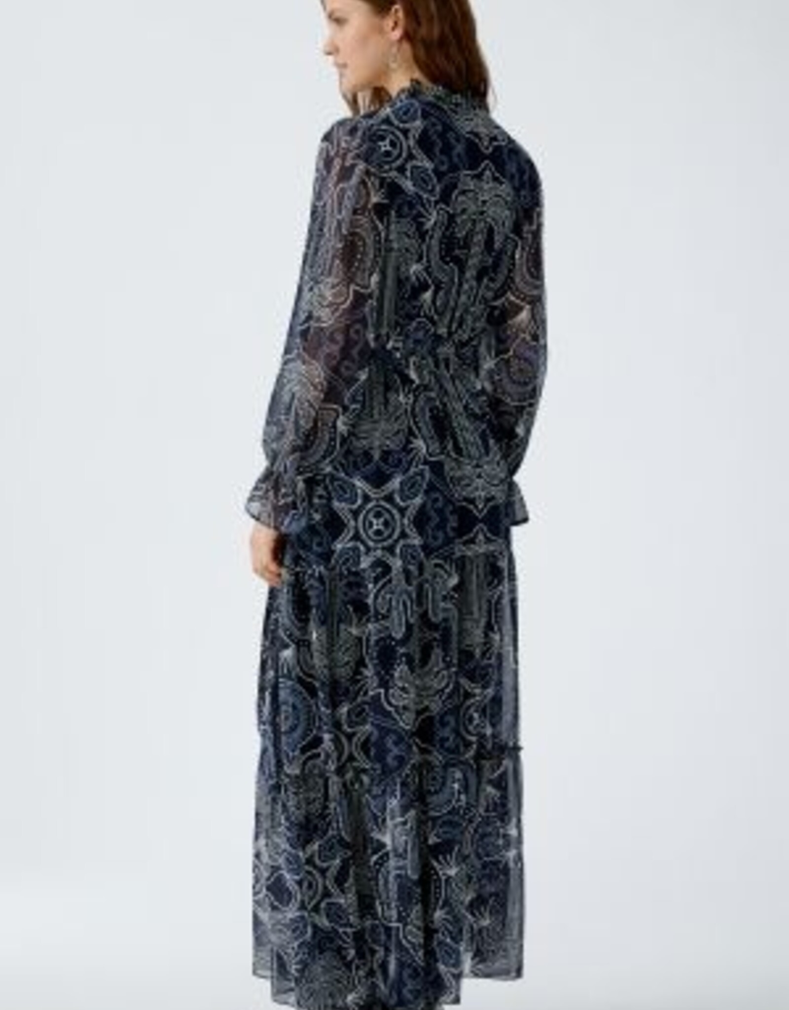 Oui Maxi Jurk Blue White