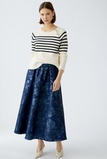 Oui Rok Marine Glans Jacquard Print