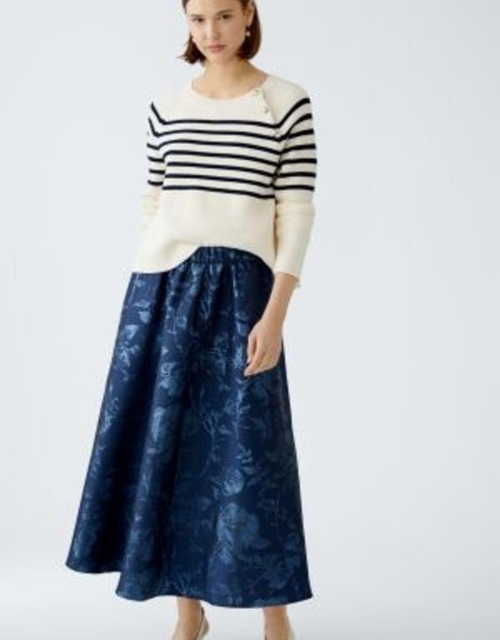Oui Rok Marine Glans Jacquard Print