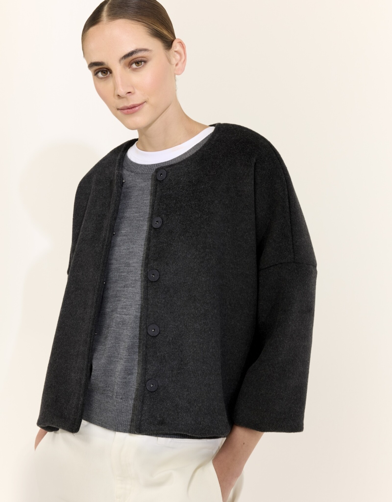 JcSophie Jasje Joaquine jacket R Hals 3/4 Mouw Anthractie