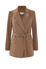 Kocca Blazer Giovita Camel Met Lurex Krijtsteep en Broche