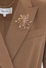 Kocca Blazer Giovita Camel Met Lurex Krijtsteep en Broche