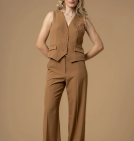 Kocca Pantalon Giliola Camel Met Krijtreep