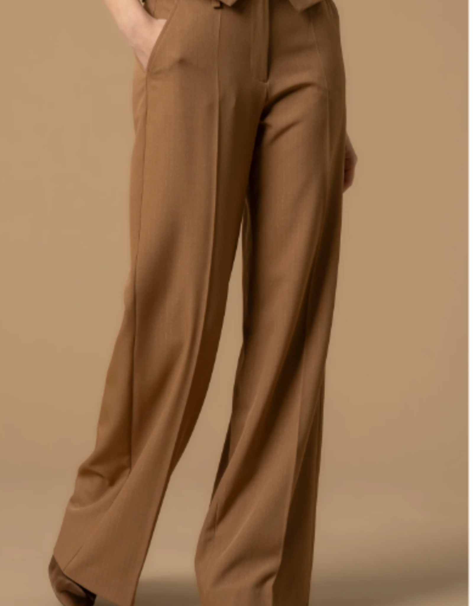Kocca Pantalon Giliola Camel Met Krijtreep