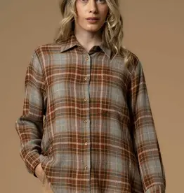 Kocca Blouse Elya Ruit Grijs/cognac