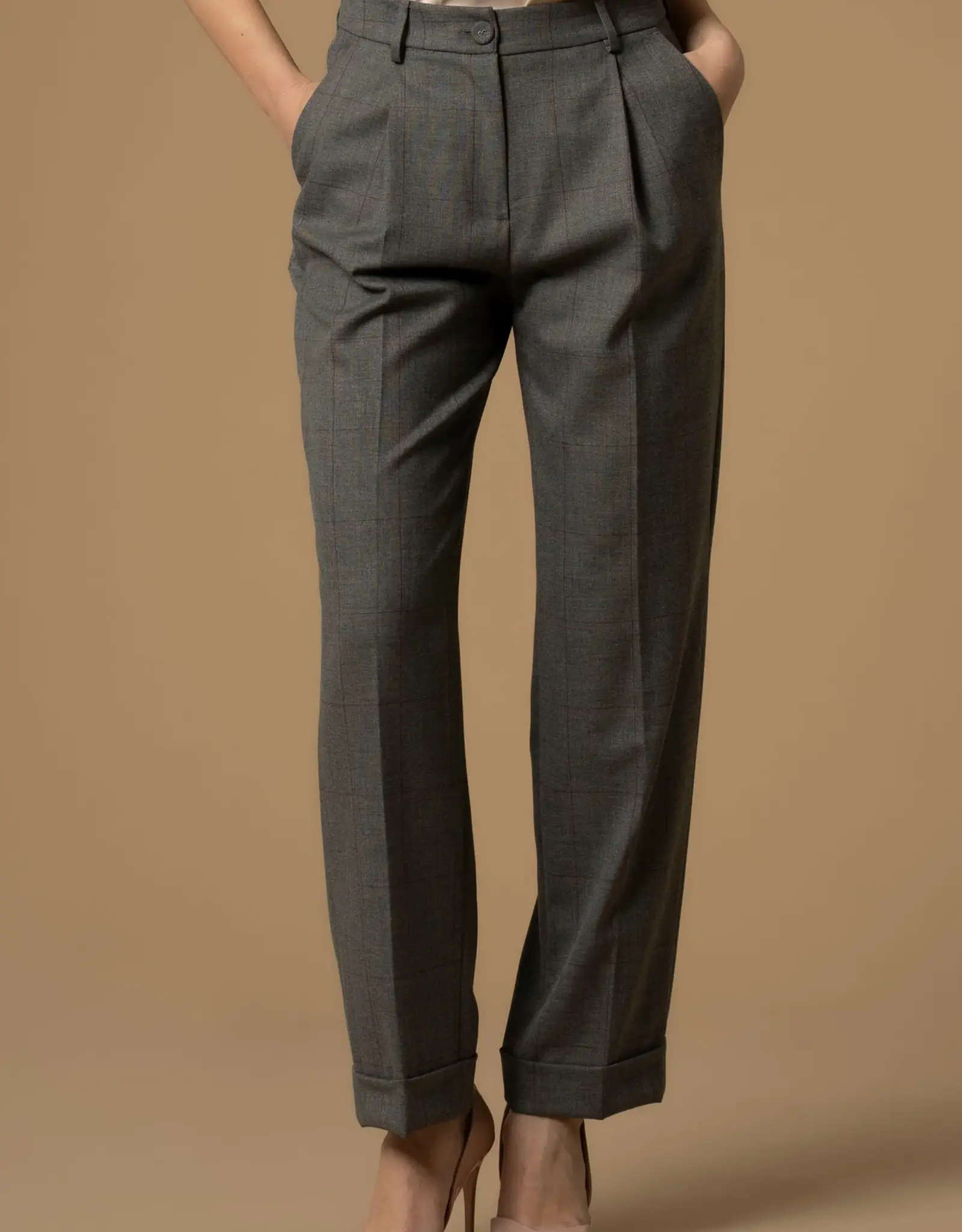 Kocca Pantalon Hattilas Ruit Grijs Bordeaux