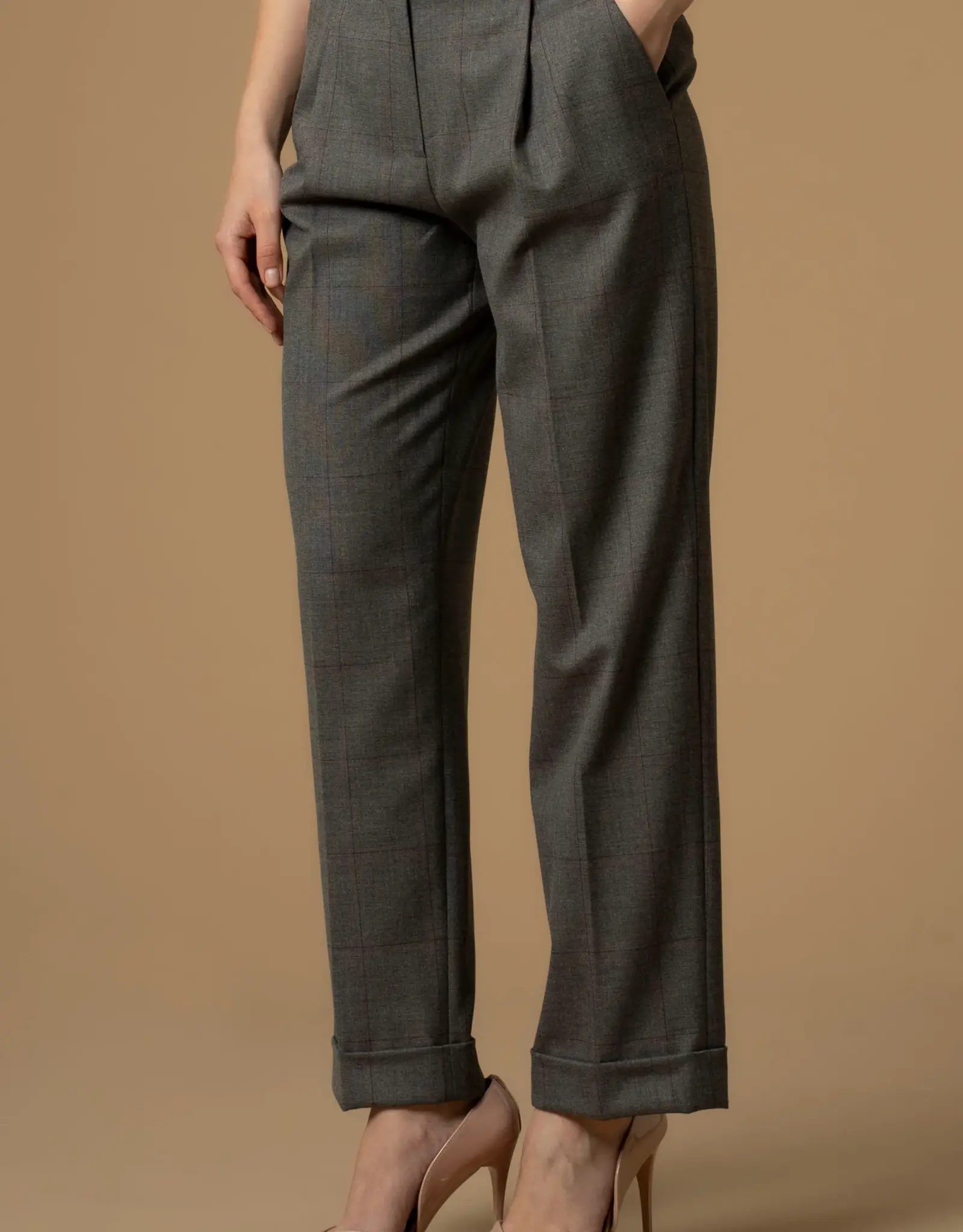 Kocca Pantalon Hattilas Ruit Grijs Bordeaux