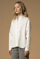 Kocca Blouse  Brandir Bianco Borduursel met zilveren pailletten