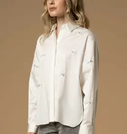 Kocca Blouse  Brandir Bianco Borduursel met zilveren pailletten