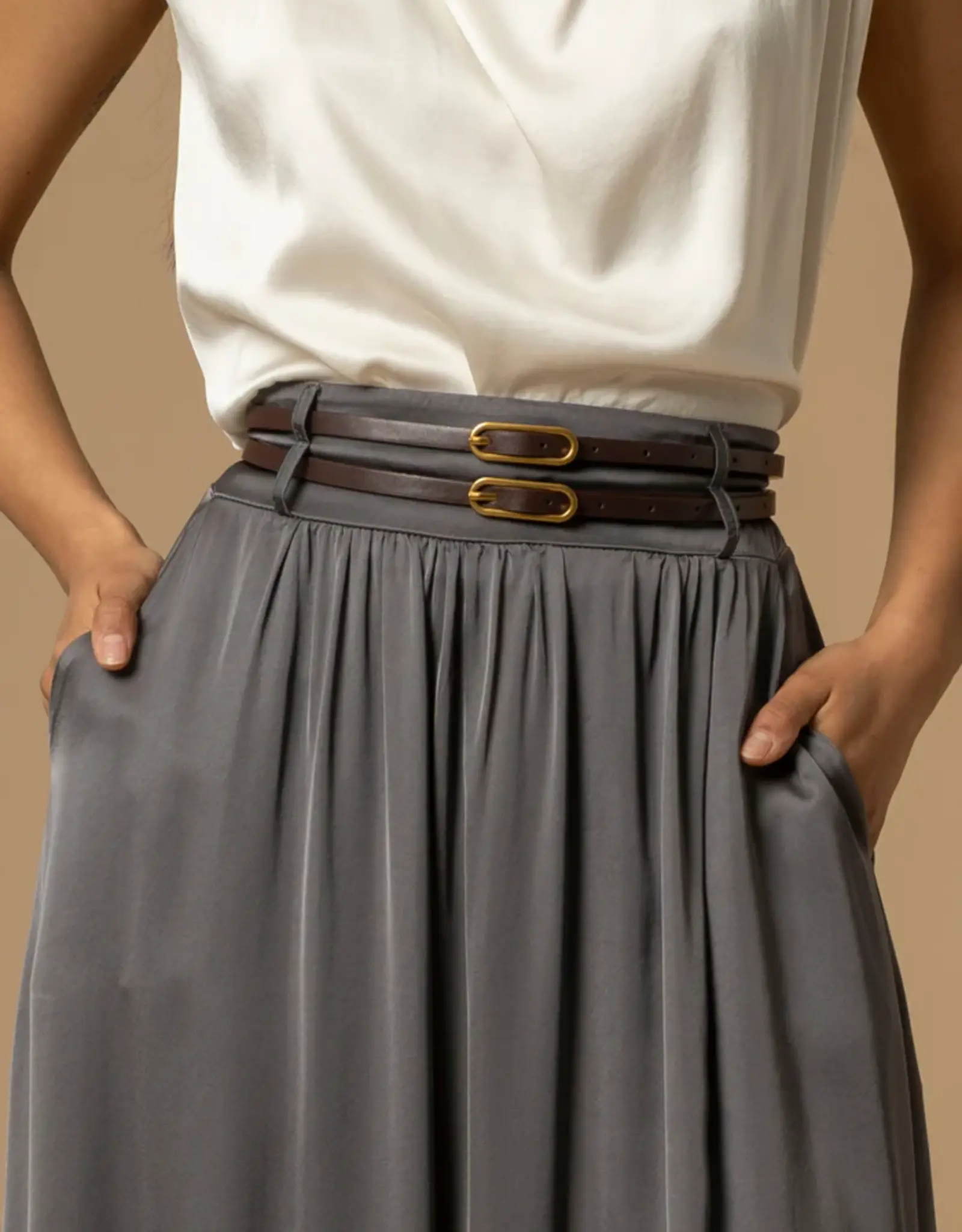 Kocca Skirt Anni Glans Satijn Grijs