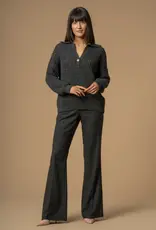 Kocca Pullover  Almerigo Polo Kraag Pailletjes Grijs Mellange