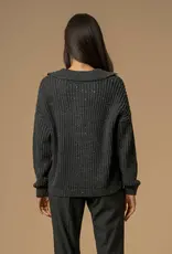Kocca Pullover  Almerigo Polo Kraag Pailletjes Grijs Mellange