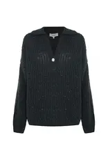 Kocca Pullover  Almerigo Polo Kraag Pailletjes Grijs Mellange