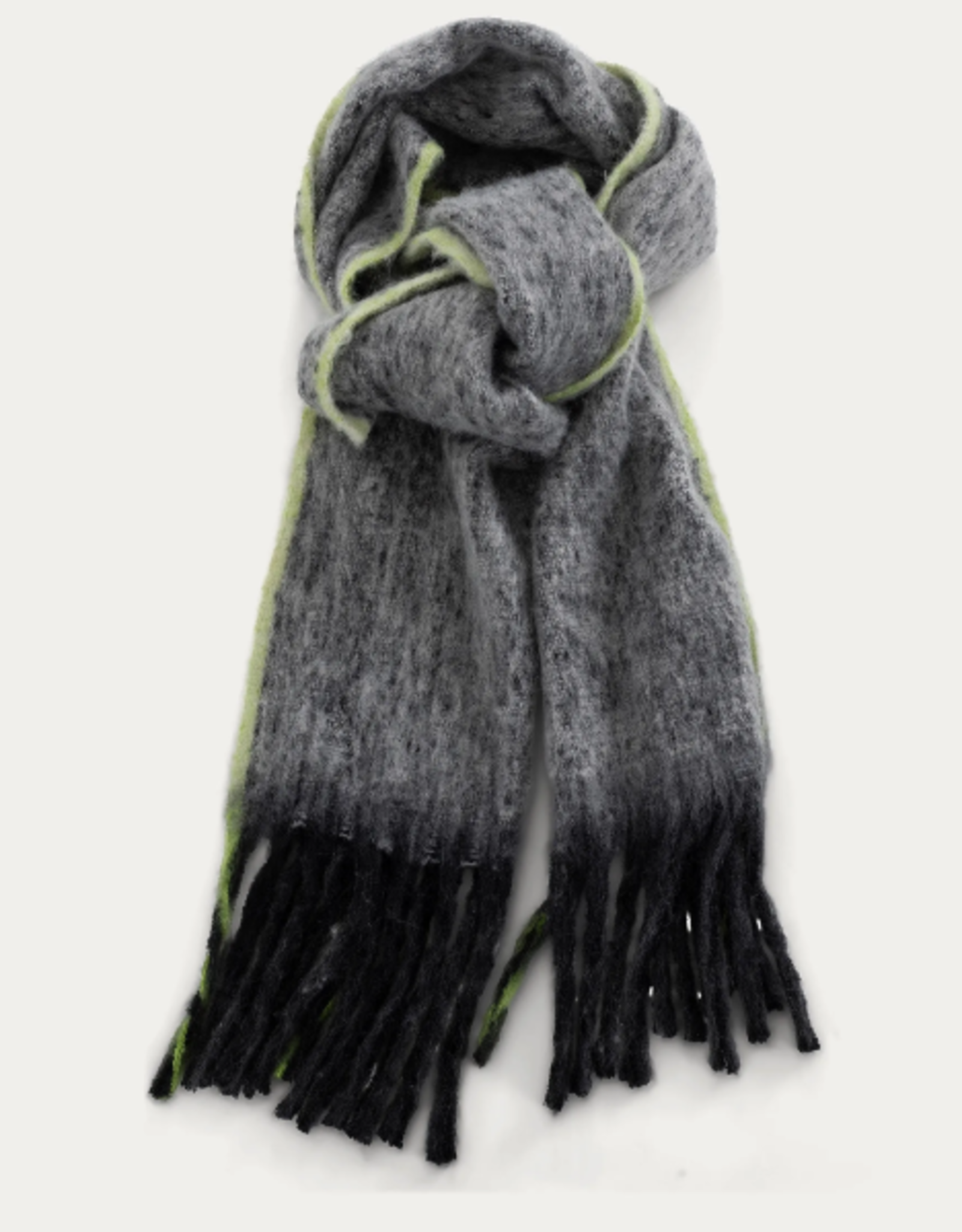 Anna Blue Fringe Shawl Antra Fluor Green
