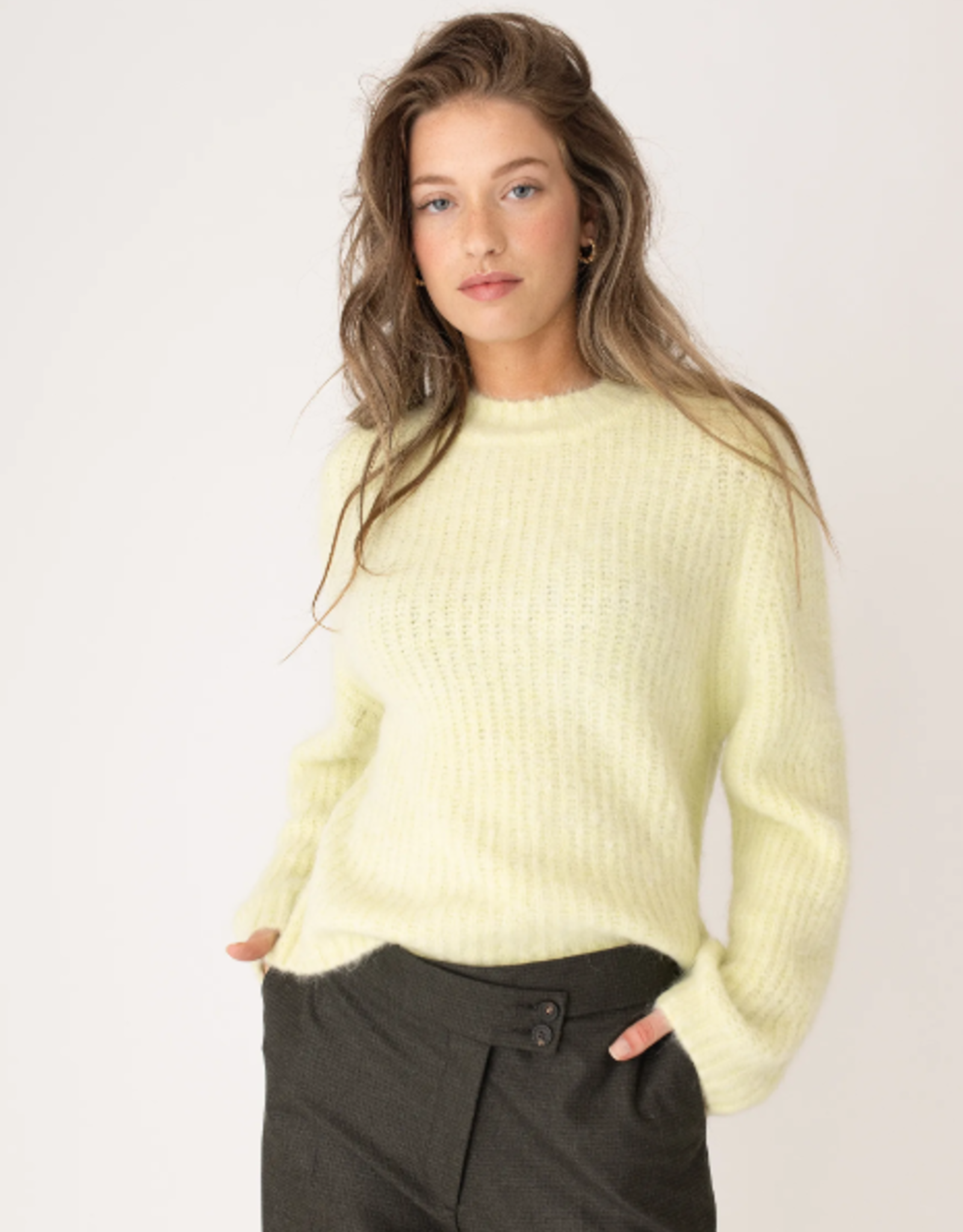 Anna Blue Pullover Desser R Hals Light Fluor Green