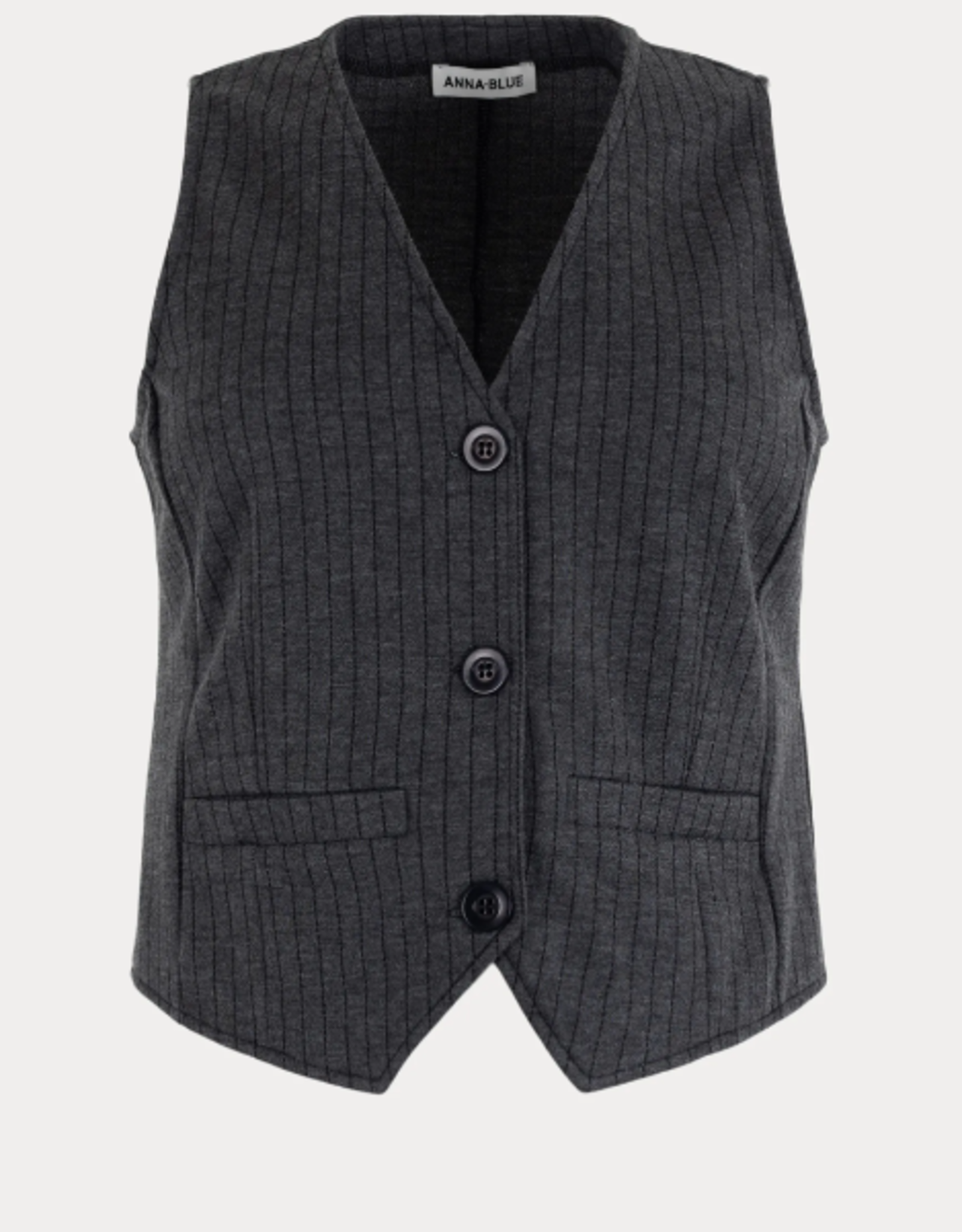 Anna Blue Gilet Vesty Antra Krijtstreep