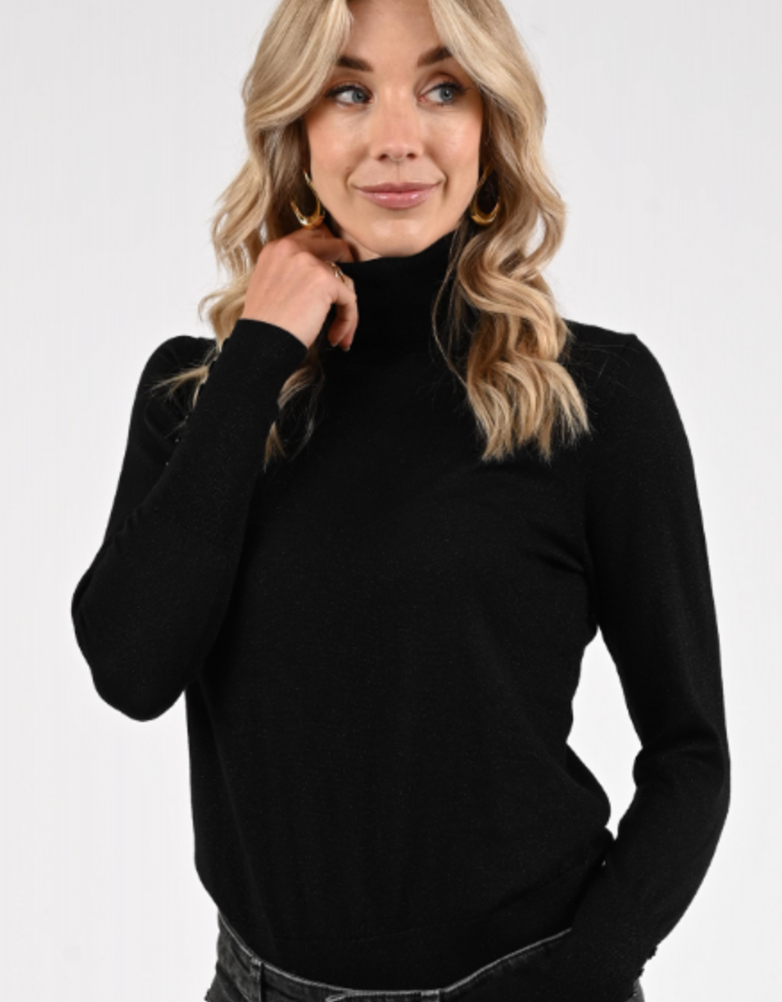 Emotions Pullover Coll. Neck Button LM Black