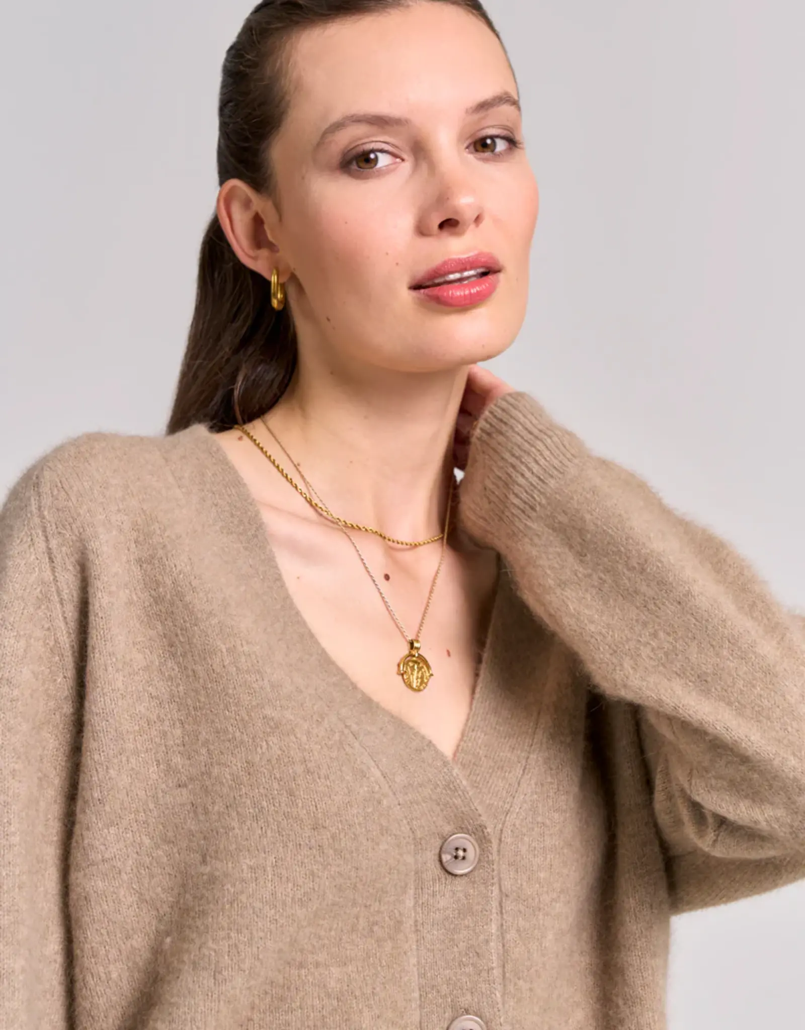 Princess goes Hollywood Vest Cardigan Hairy Basic Nomad Taupe