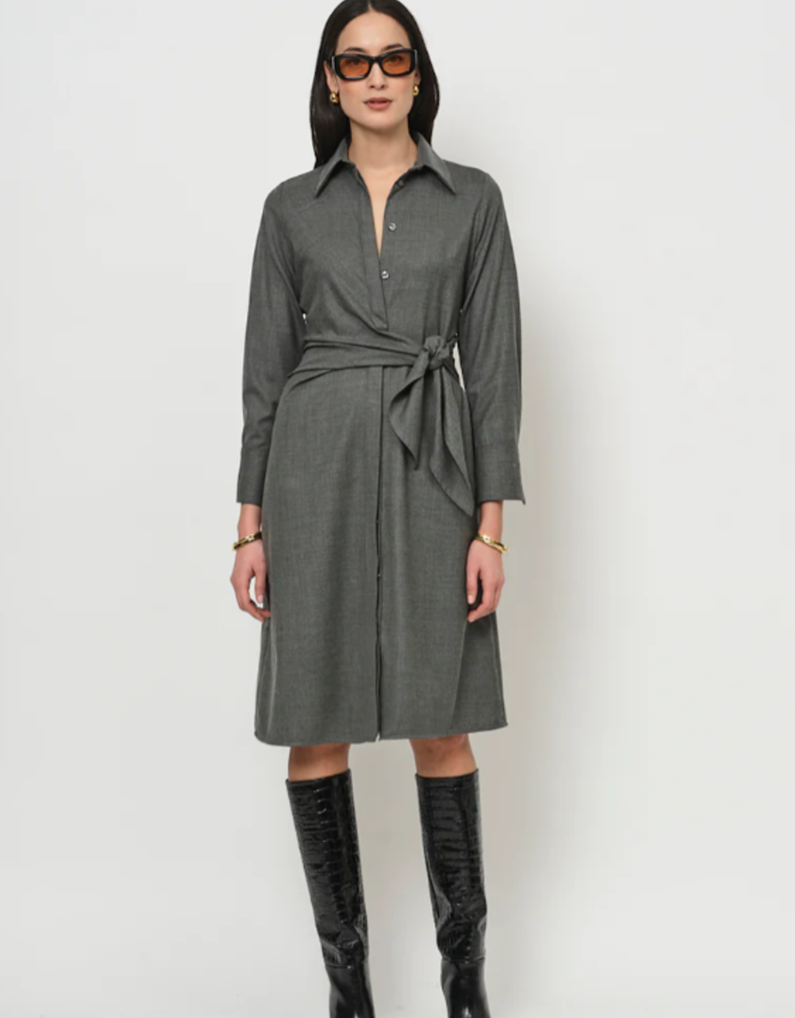 LaSalle Jurk Kraagje en Strik Grey