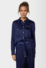 Marc Aurel Blouse Satijn Met Zakken Navy