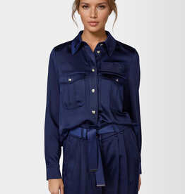 Marc Aurel Blouse Satijn Met Zakken Navy
