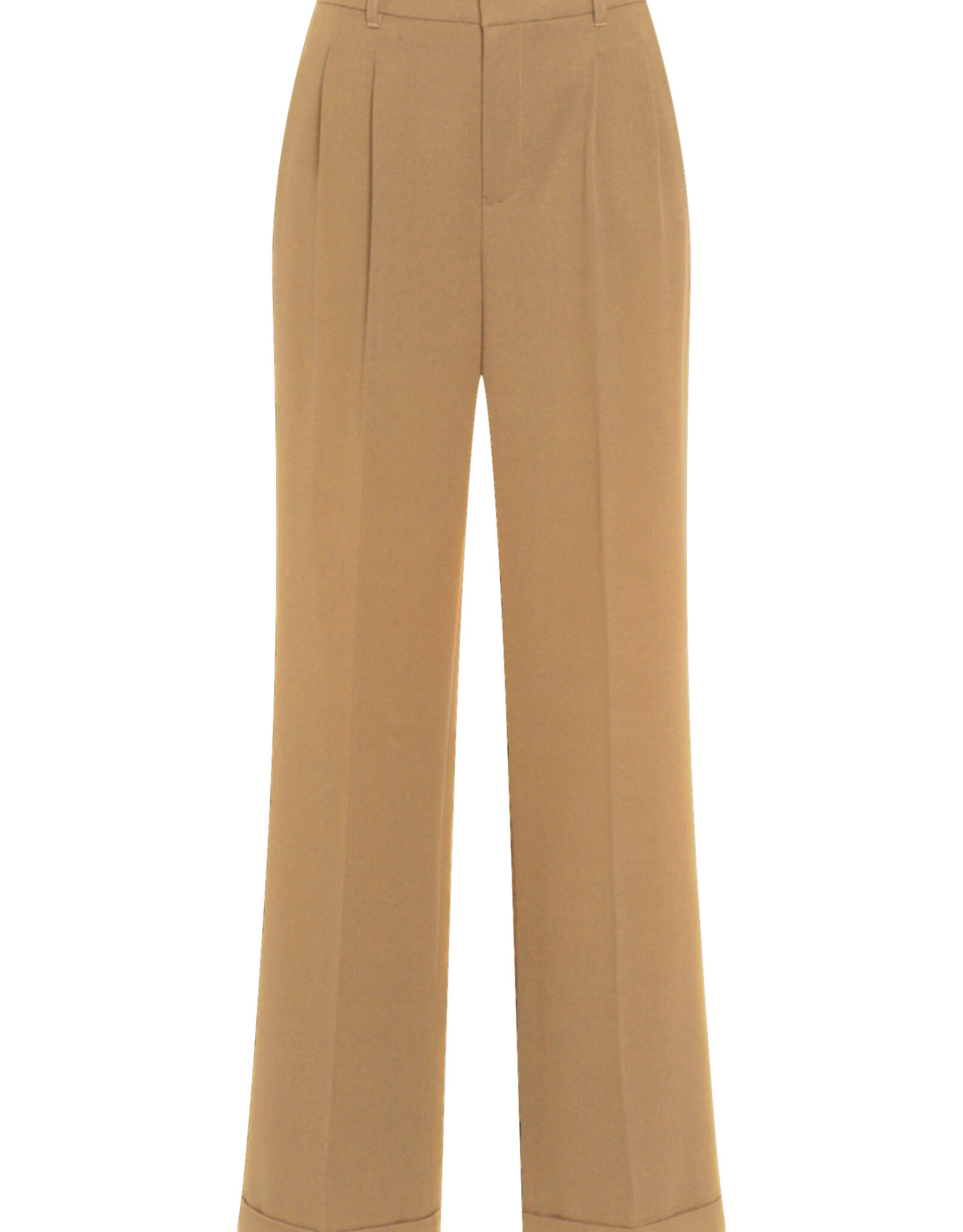 Marc Aurel Pantalon Bandplooi Met Omslag Beige