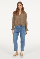 Marc Aurel Blouse Print Camel Zwart