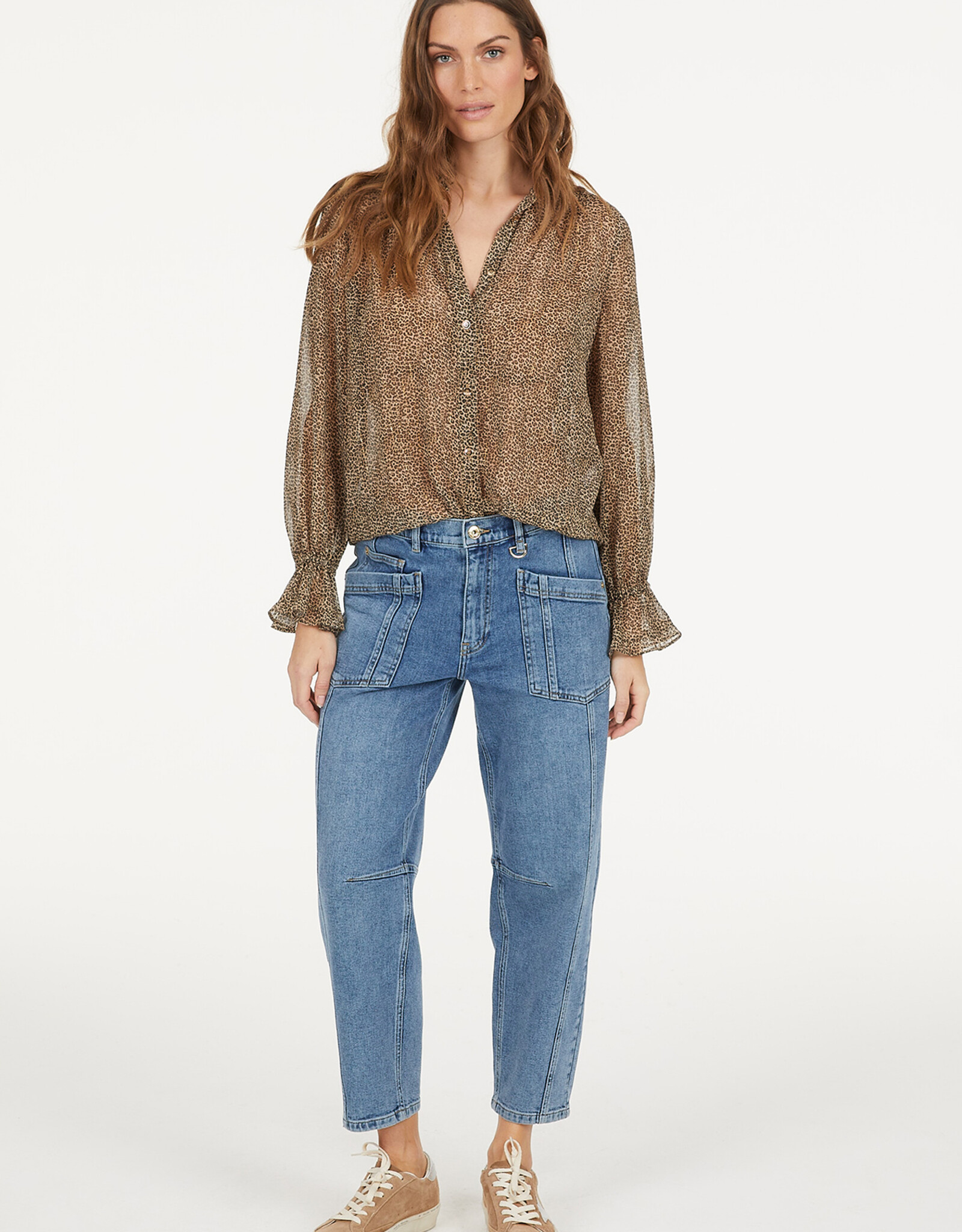 Marc Aurel Blouse Print Camel Zwart