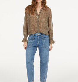 Marc Aurel Blouse Print Camel Zwart