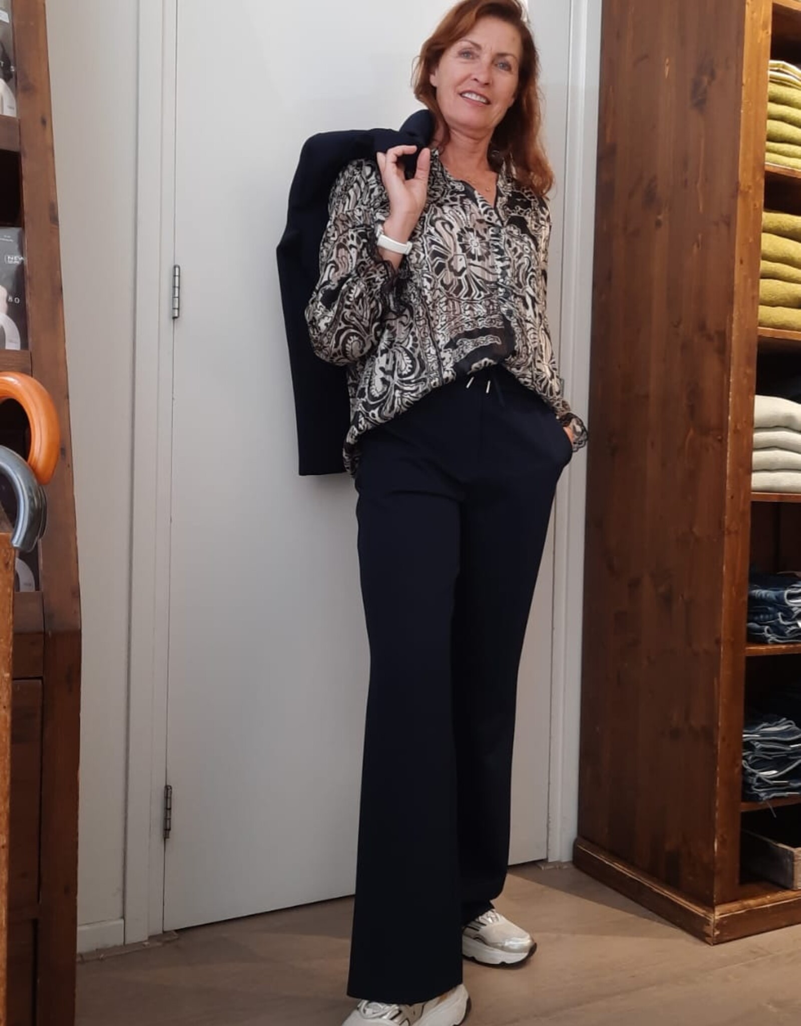 Marc Aurel Pantalon Met Koord Zakjes Achter Navy