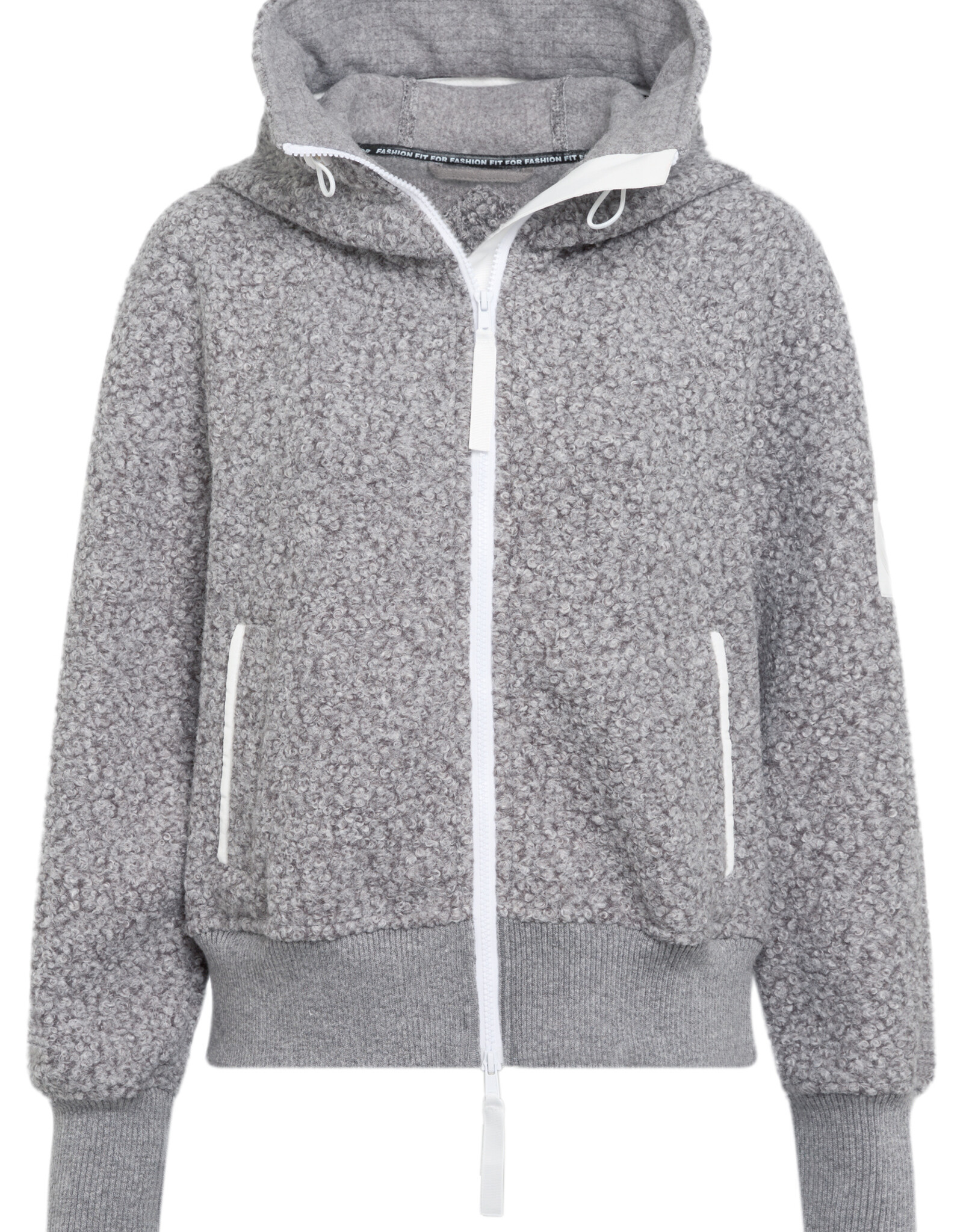 Marc Aurel Boucle Jackje Capuchon Licht grijs