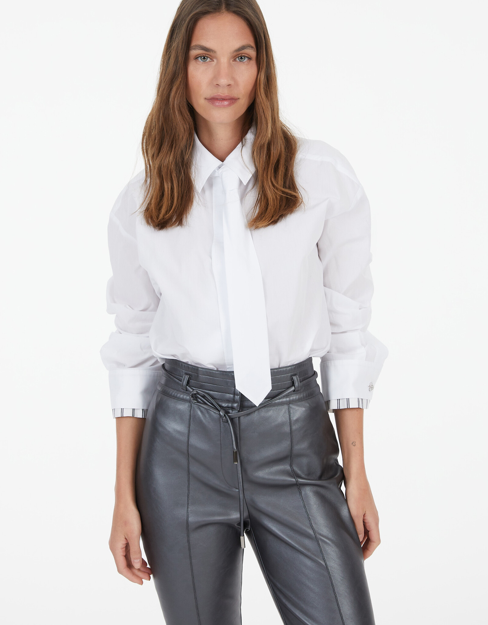 Marc Aurel Blouse Stropdas Wit