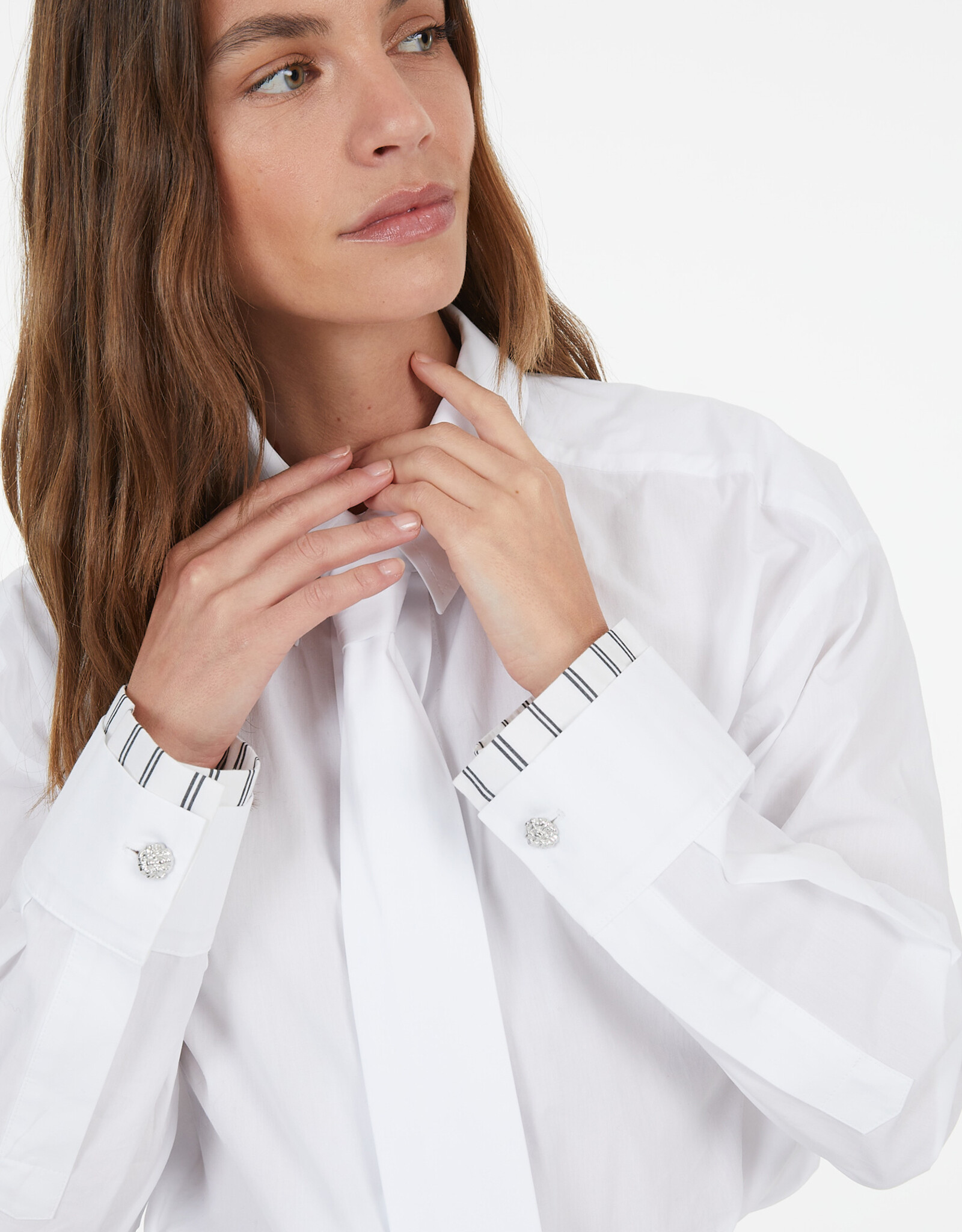 Marc Aurel Blouse Stropdas Wit