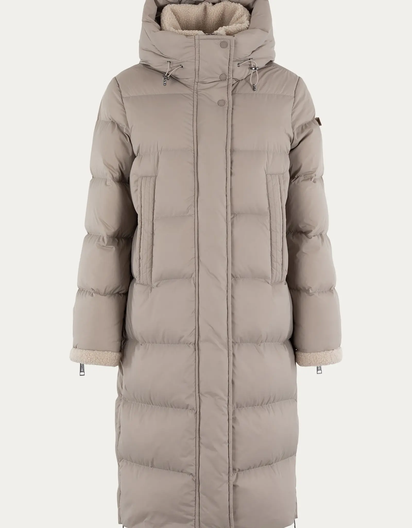 Moscow Lange Gewatteerde jas Xenia Taupe