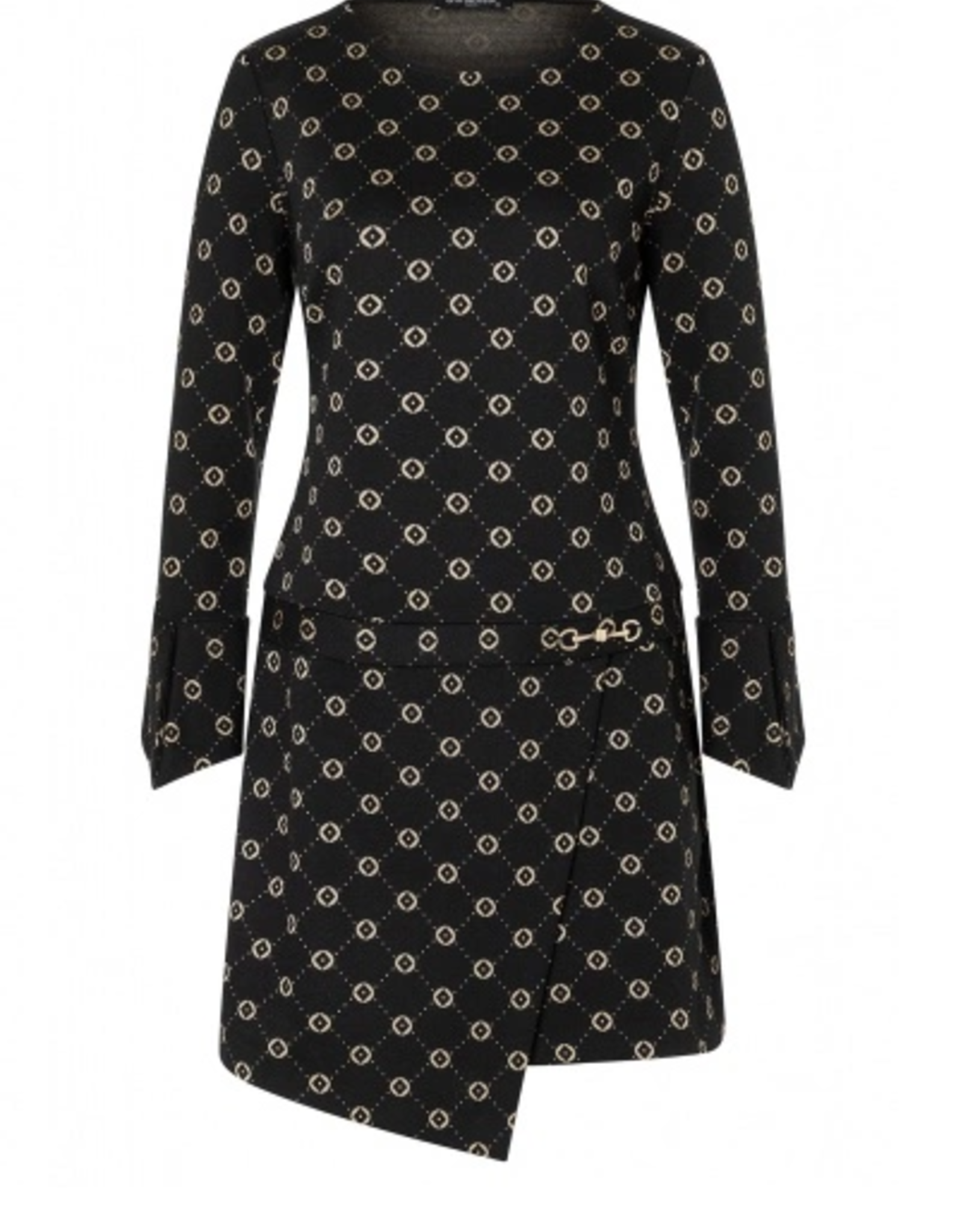 Ana Alcazar Jurk  Orignal Zwart Met Beige Print