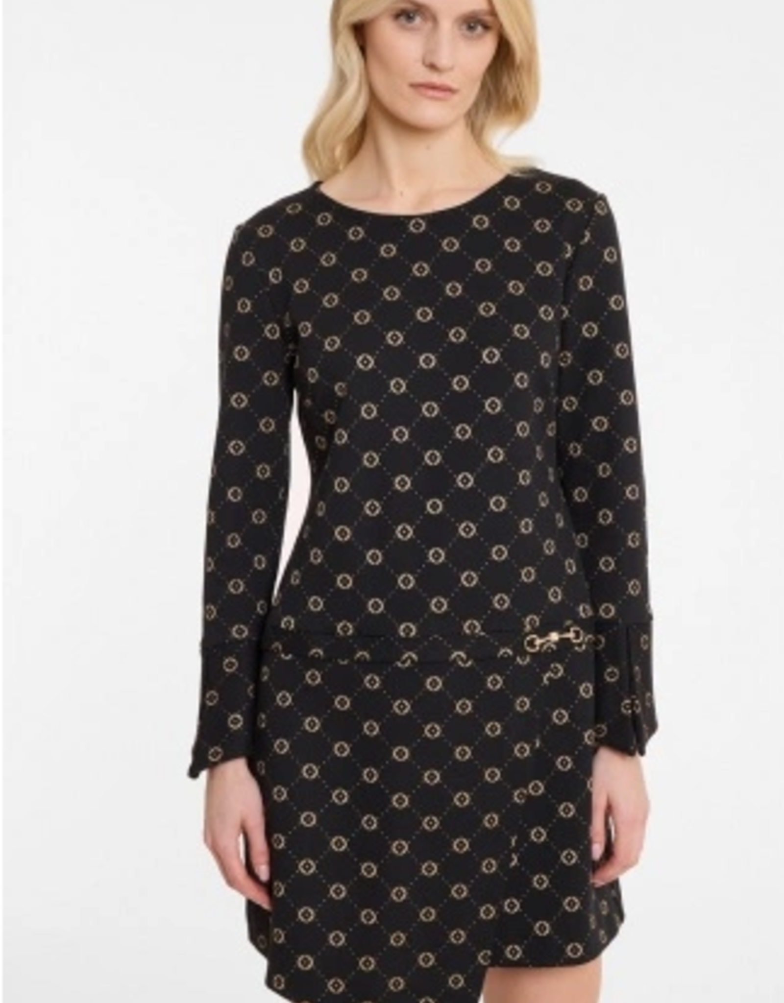 Ana Alcazar Jurk  Orignal Zwart Met Beige Print