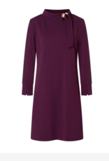 Ana Alcazar Jurk Opstaande Boord Broche 3/4 Mouw Bordeauxrood