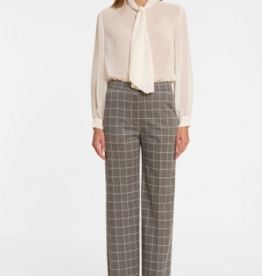 Ana Alcazar Pantalon Wijd Omslag Ruit Grijs Wit