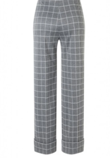 Ana Alcazar Pantalon Wijd Omslag Ruit Grijs Wit