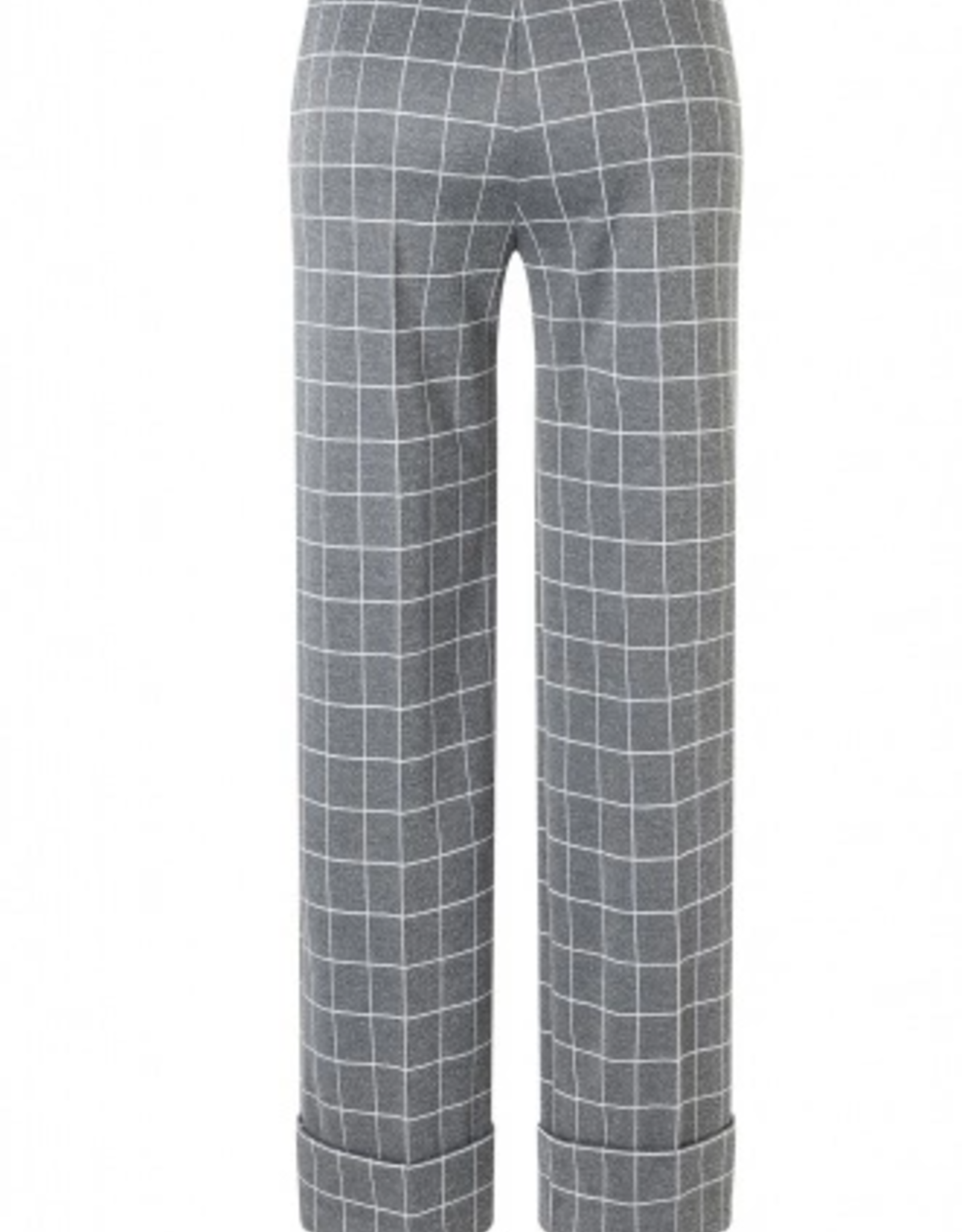 Ana Alcazar Pantalon Wijd Omslag Ruit Grijs Wit