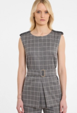 Ana Alcazar Gilet Ruit Ceintuur Grijs Wit